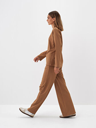 Xint Camel Pamuk Dokulu Oversize Sweat Pantolon