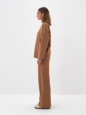 Xint Camel Pamuk Dokulu Oversize Sweat Pantolon
