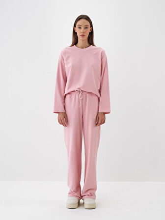 Xint Pembe Pamuk Dokulu Oversize Sweat Pantolon