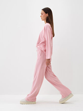 Xint Pembe Pamuk Dokulu Oversize Sweat Pantolon