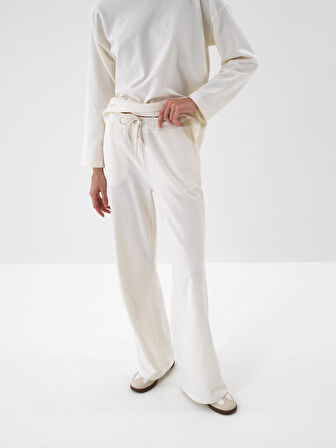 Xint Ekru Pamuk Dokulu Oversize Sweat Pantolon
