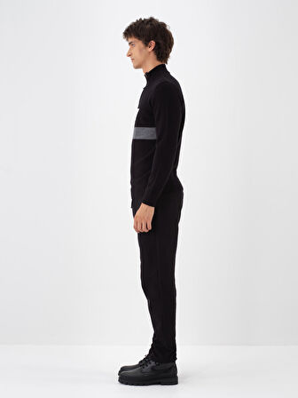 Xint Siyah Doğal Yün Dokulu Regular Fit Kazak