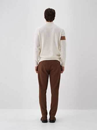 Xint Ekru Doğal Yün Dokulu Regular Fit Kazak