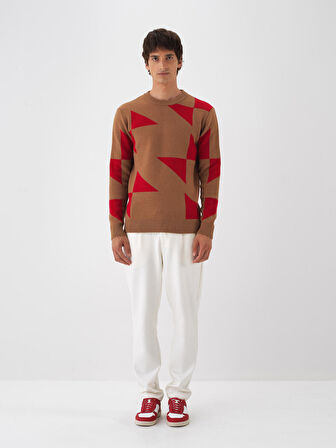 Xint Camel Doğal Yün Dokulu Regular Fit Kazak