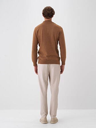 Xint Camel Doğal Yün Dokulu Regular Fit Kazak