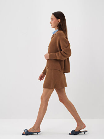 Xint Camel Doğal Yün Dokulu Oversize Ceket