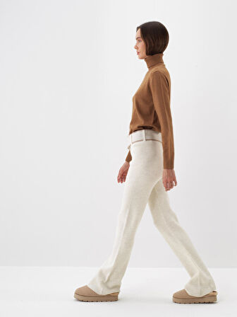 Xint Camel Doğal Yün Dokulu Oversize Kazak