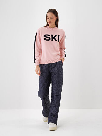 Xint Pembe Doğal Yün Dokulu Oversize Kazak