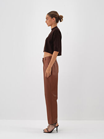 Xint Kahverengi Doğal Yün Dokulu Oversize Kazak