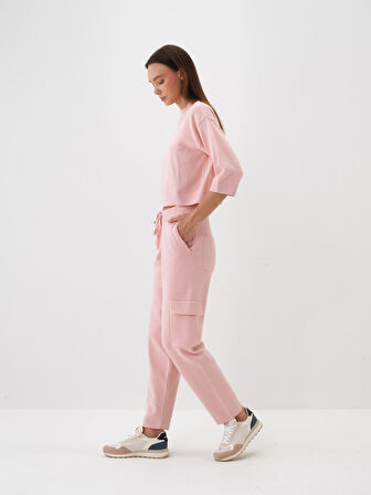 Xint Pembe Doğal Yün Dokulu Oversize Kazak