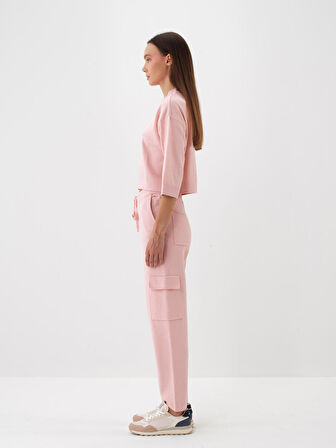 Xint Pembe Doğal Yün Dokulu Oversize Kazak