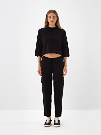 Xint Siyah Doğal Yün Dokulu Regular Fit Pantolon