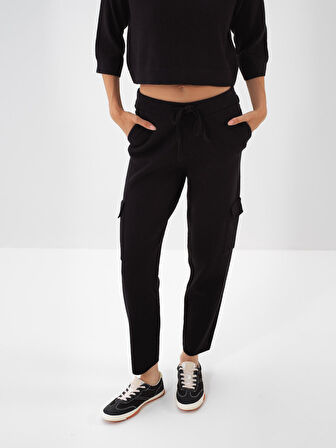 Xint Siyah Doğal Yün Dokulu Regular Fit Pantolon