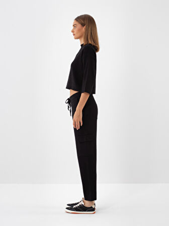 Xint Siyah Doğal Yün Dokulu Regular Fit Pantolon