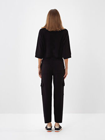 Xint Siyah Doğal Yün Dokulu Regular Fit Pantolon