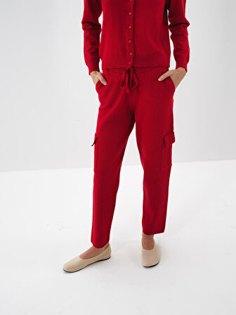 Xint Kırmızı Doğal Yün Dokulu Regular Fit Pantolon