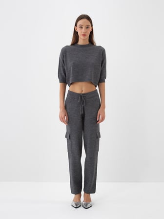 Xint Antrasit Doğal Yün Dokulu Regular Fit Pantolon