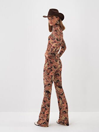 Xint Camel Işıltılı Sim Detaylı Slim Fit Pantolon