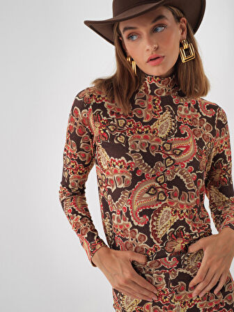 Xint Camel Işıltılı Sim Detaylı Slim Fit Bluz