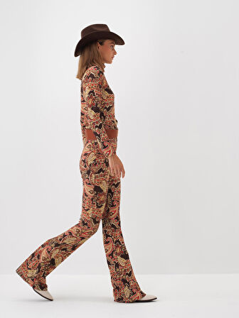 Xint Camel Işıltılı Sim Detaylı Slim Fit Bluz