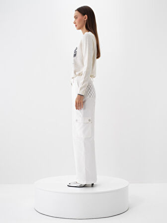 Xint Ekru Doğal Yün Dokulu Regular Fit Kazak