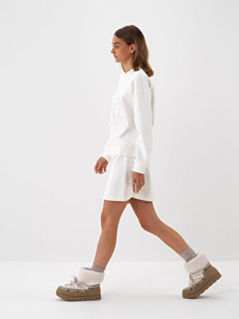 Xint Ekru Pamuk Dokulu Regular Fit Etek