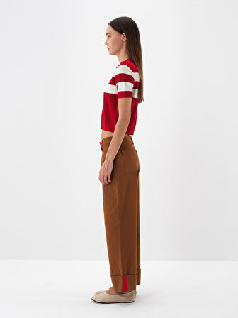 Xint Kırmızı Doğal Yün Dokulu Regular Fit Kazak