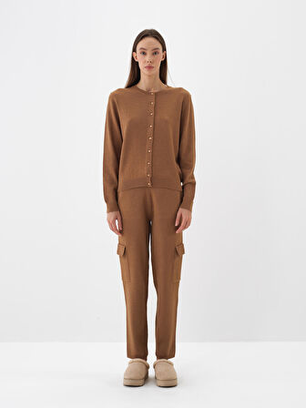 Xint Camel Doğal Yün Dokulu Regular Fit Hırka