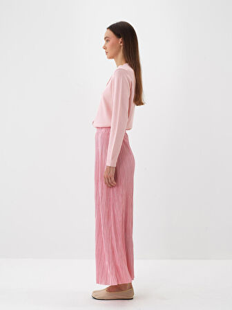 Xint Pembe Doğal Yün Dokulu Regular Fit Hırka