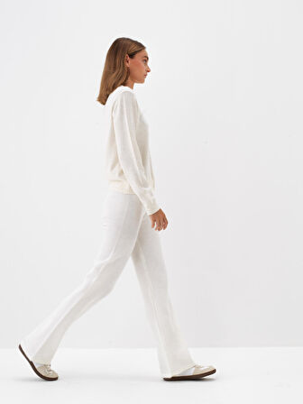 Xint Ekru Doğal Yün Dokulu Regular Fit Hırka