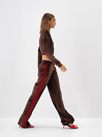 Xint Kahverengi Lüks Dokulu Soft Kadife Oversize Pantolon