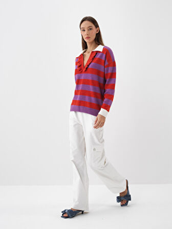 Xint Mor Yumuşak Dokulu Oversize Kazak