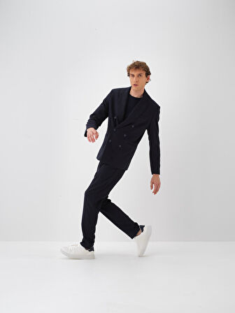 Xint Lacivert Dokulu Esnek Dokulu Regular Fit Pantolon