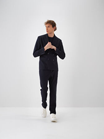 Xint Lacivert Dokulu Esnek Dokulu Regular Fit Pantolon