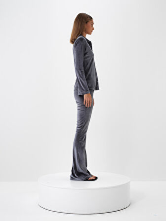 Xint Antrasit Lüks Dokulu Soft Kadife Slim Fit Gömlek