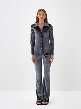 Xint Antrasit Lüks Dokulu Soft Kadife Slim Fit Pantolon