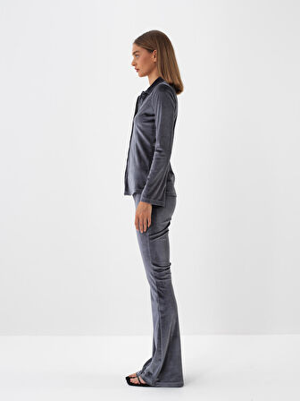 Xint Antrasit Lüks Dokulu Soft Kadife Slim Fit Pantolon