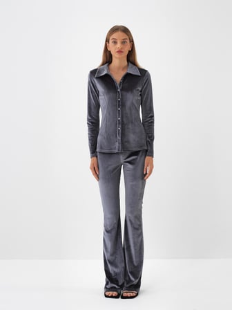 Xint Antrasit Lüks Dokulu Soft Kadife Slim Fit Pantolon