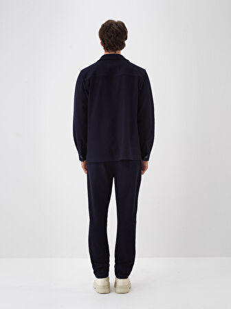 Xint Lacivert Esnek Dokulu Regular Fit Gömlek Ceket