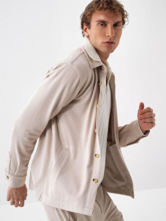 Xint Taş Rengi Esnek Dokulu Regular Fit Gömlek Ceket