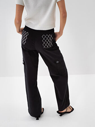 Xint Siyah Lüks Dokulu Soft Kadife Oversize Pantolon