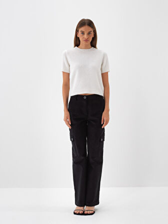 Xint Siyah Lüks Dokulu Soft Kadife Oversize Pantolon