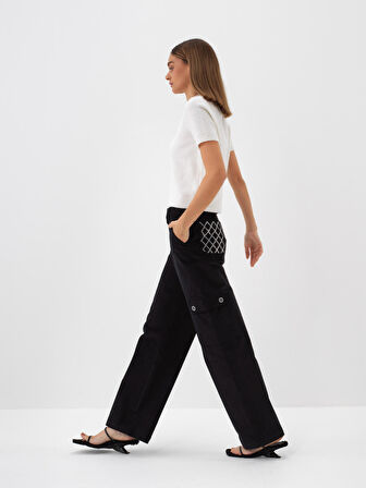 Xint Siyah Lüks Dokulu Soft Kadife Oversize Pantolon