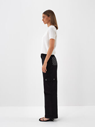 Xint Siyah Lüks Dokulu Soft Kadife Oversize Pantolon