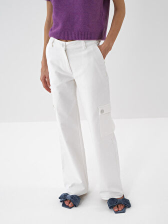 Xint Beyaz Lüks Dokulu Soft Kadife Oversize Pantolon