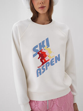 Xint Ekru Pamuk Dokulu Regular Fit Sweatshirt