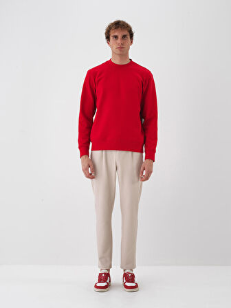 Xint Kırmızı Pamuk Dokulu Regular Fit Sweatshirt