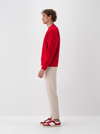 Xint Kırmızı Pamuk Dokulu Regular Fit Sweatshirt