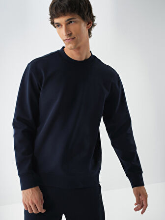 Xint Lacivert Pamuk Dokulu Regular Fit Sweatshirt