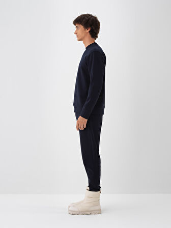 Xint Lacivert Pamuk Dokulu Regular Fit Sweatshirt